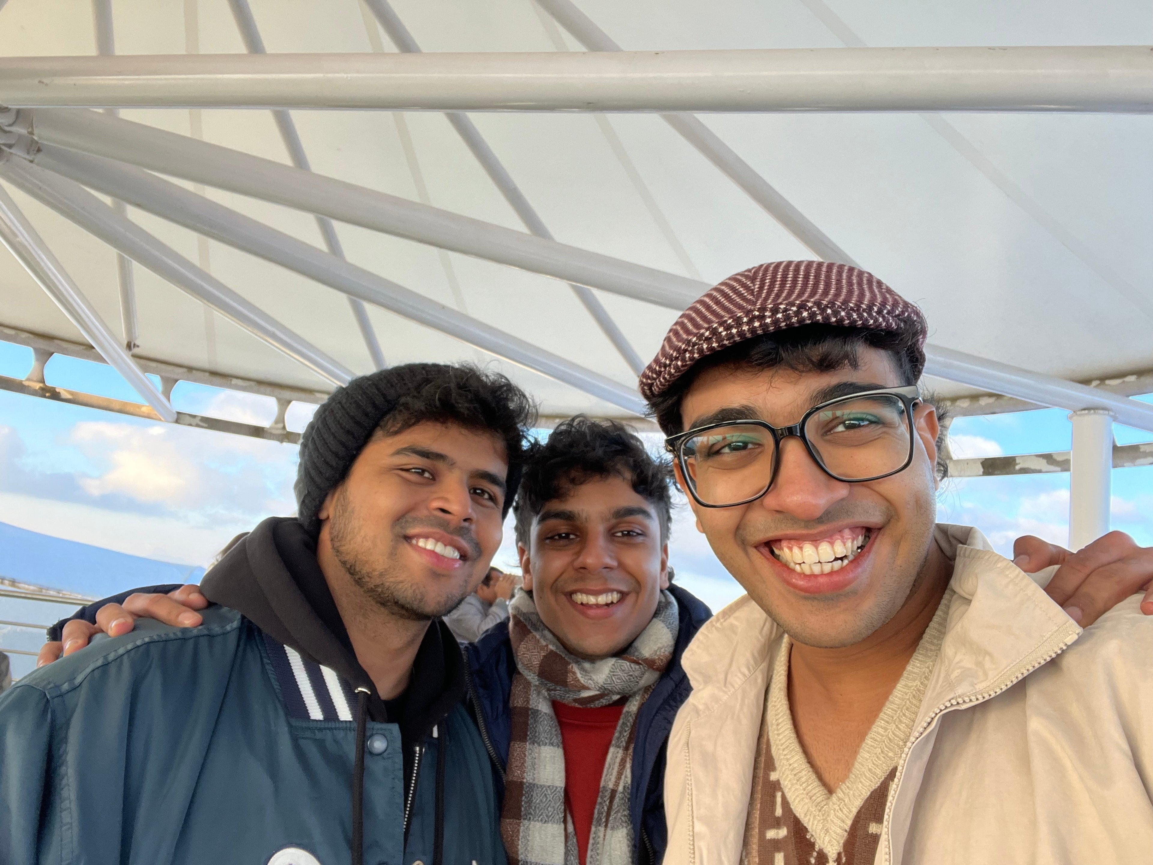 A picture of the three friends, Ayush on the left, Ayushman in the center and Baldi at the right.