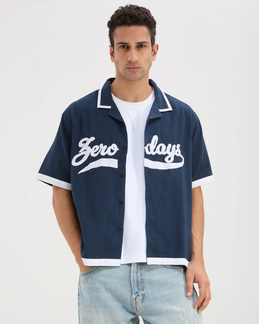 Navy Seersucker Shirt